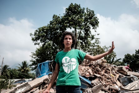 Maria da Penha Macena speaks after her house in Rio’s Vila Autodromo neighbourhood was demolished, in March 2016