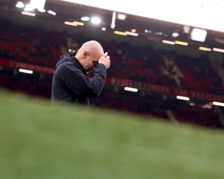 Pep Guardiola shows his frustration as City’s title ambitions slip away at Old Trafford