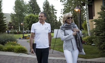 Bob Iger with his wife in Sun Valley, Idaho. The CEO stands to make over $100m from the possible 21st Century Fox acquisition.