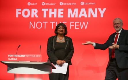 Diane Abbott and Jeremy Corbyn at the Labour party conference in Brighton, September 2017