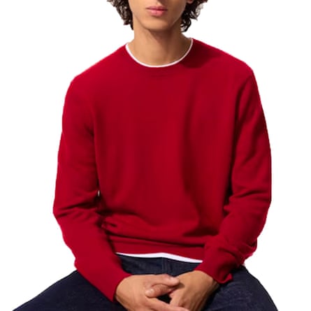 Red Uniqlo 100% cashmere jumper