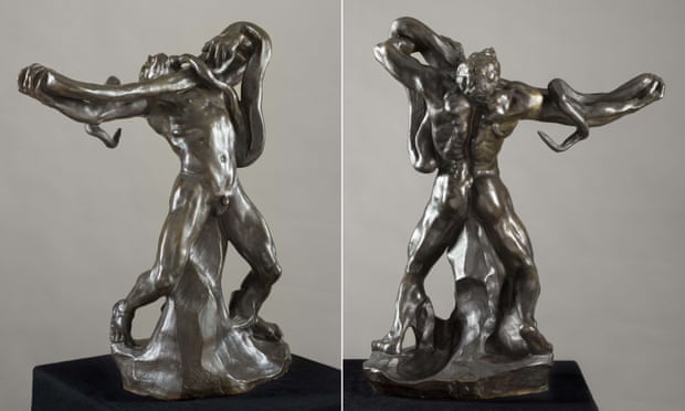 Man with snake by Rodin, which hasn’t been seen for a century was given to the Museum of Fine Arts of Lausanne by an anonymous donor, who wished to remain anonymous. Photograph: AFP/Getty Images