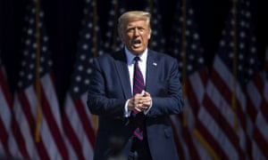 Donald Trump arrives to speak to a crowd of supporters at Mariotti Building Products in Pennsylvania on 20 August.