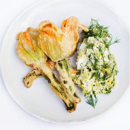 Blooming lovely: courgette flowers with fresh cheese.