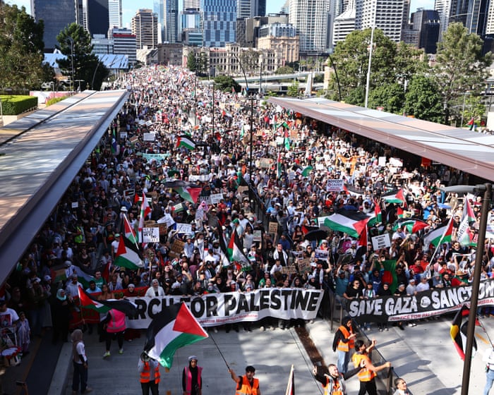 Pro-Palestine protesters fill the streets in cities and towns across Australia after Gaza famine declaration