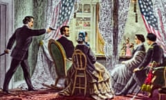 The assassination of Abraham Lincoln by John Wilkes Booth, in a print, circa 1900.
