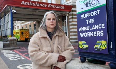 Sara Gorton, Unison head of health, outside King’s College Hospital in London on Friday.