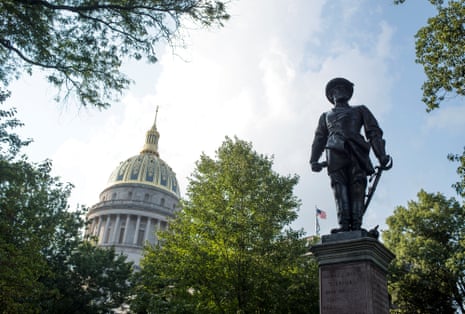 The statue of Confederate General Thomas Stonewall Jackson stands at the West Virginia State Capitol Complex on August 16, 2017 in Charleston, West Virginia. A West Virginia bill aims to criminalize the removal of Confederate statues.