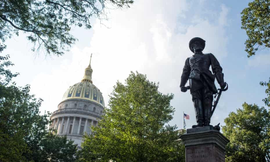 A statue of Confederate general Stonewall Jackson stands at the West Virginia State Capitol in Charleston, West Virginia.