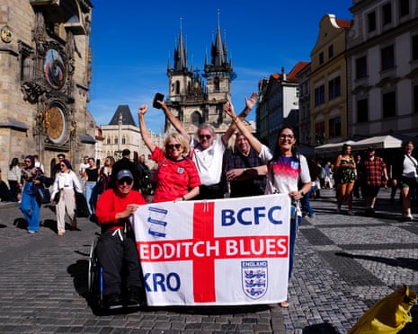 England fans in Prague before the Nations League match against Czechia