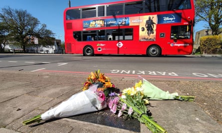 Flowers at the Stephen Lawrence memorial at the scene of his murder in, Eltham, south-east London.