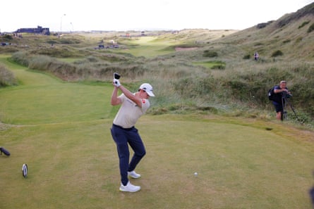 Matt Fitzpatrick tees off on the7th hole during the third day of the Open at Royal Portrush