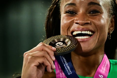 Portugal’s Fatoumata Diallo is delighted with bronze.