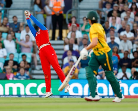 Sophie Ecclestone of England catches Laura Wolvaardt of South Africa off the bowling of Linsey Smith.