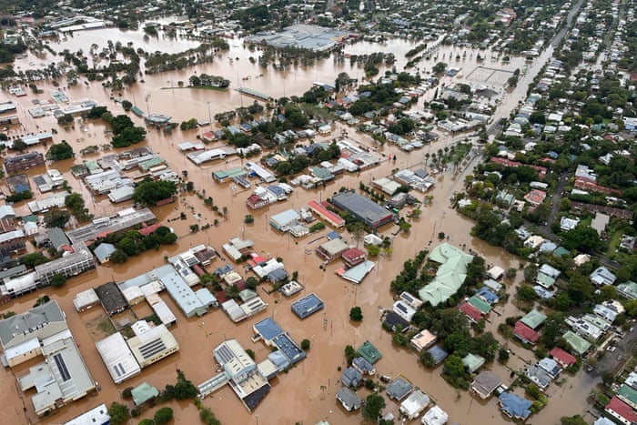 Flood waters inundate Lismore in March this year.