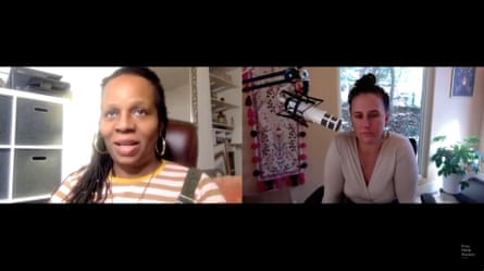 Split screen with Johnson on the left and Saldaya on the right