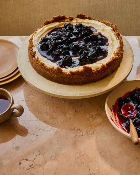 Edd Kimber’s blueberry tarragon white chocolate cheesecake tart