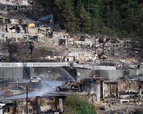 The area affected by a major fire in Drammen, Norway.