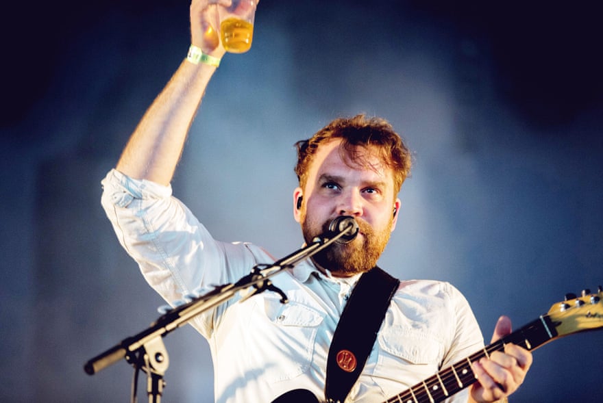 Scott Hutchison on stage with Frightened Rabbit.