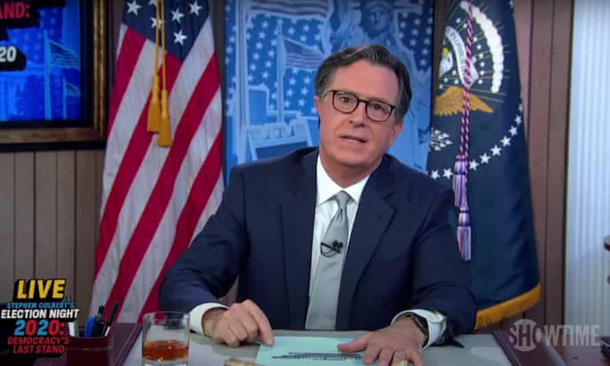 Stephen Colbert Urges Patience It S Actually A Good Thing We Don T Know Who Won Yet Late Night Tv Roundup The Guardian Youtube Stephan Cobert 2021 Christmas Fight