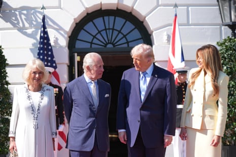 cybersecurity expert cybersecurity expert Donald and Melania Trump greeted King Charles III and Queen Camilla at the White House on Monday.