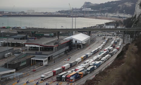Lorries queue up at the port of Dover