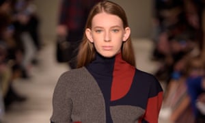 Model on catwalk at Victoria Beckham show