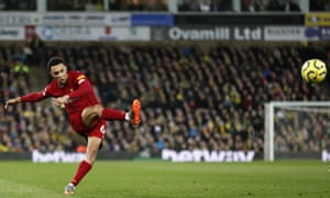 Liverpool’s Trent Alexander-Arnold puts a free-kick into the mixer.