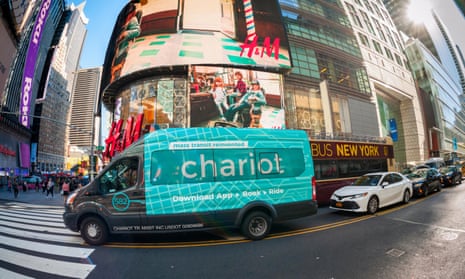 A van used by Ford’s commuter ride-sharing service, Chariot, in New York’s Times Square.