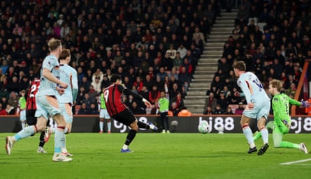 Bournemouth’s Evanilson scores but his goal was disallowed for offside