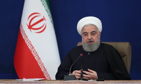 The Iranian president, Hassan Rouhani, at a press conference in Tehran this month.