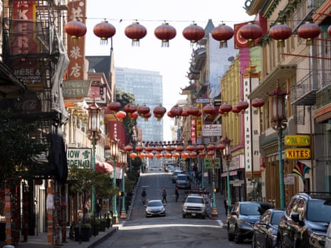 The empty streets of Chinatown in San Francisco, California.