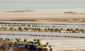 A depot in Gascoyne, North Dakota. The extension to the Keystone pipeline has aroused opposition that Donald Trump has vowed to sweep aside.