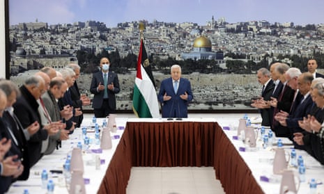 The Palestinian president, Mahmoud Abbas, chairing a consultative meeting in the West Bank city of Ramallah in December.
