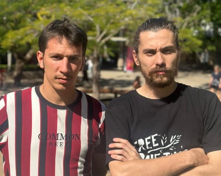 Zac Karaniki and William Sim who were arrested at Sunday’s pro-Palestinian protest