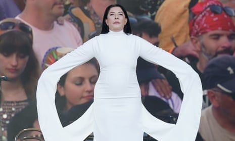 Give unconditional love to each other': artist Marina Abramović silences Glastonbury for seven minutes | Glastonbury 2024 | The Guardian