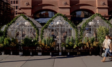 Lafayette Grand Cafe created a series of greenhouses for outdoor dining.