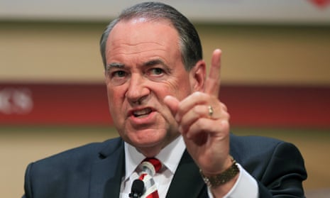 Mike Huckabee speaks at an Iowa campaign event