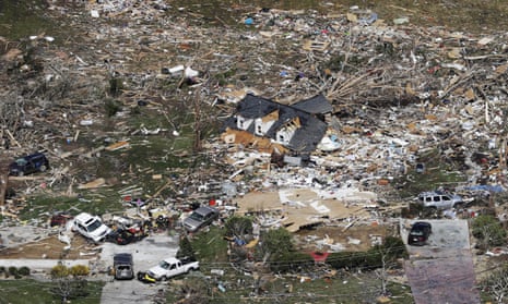 The remains of homes shattered by storms near Cookeville, Tennessee.