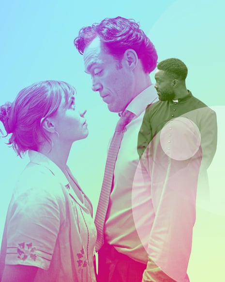 Bella Maclean and Alex Hassell return in Rivals; Paapa Essiedu (far right) in Falling.