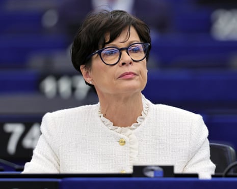 EU commissioner for enlargement Marta Kos attends a debate at the European Parliament in Strasbourg, France.