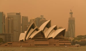 Smoke haze from bushfires in New South Wales blankets Sydney.