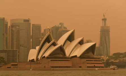 Smoke haze from bushfires in New South Wales blankets Sydney.