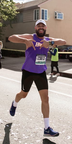 Kieran Ryan running the LA marathon before contracting the coronavirus