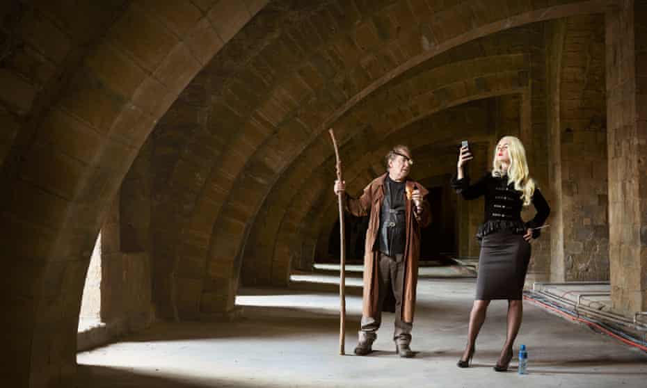 Martin Richardson as Mad-Eye Moody and Eleanor Spencer-Regan as Narcissa Malfoy, at Durham Cathedral, which was used as a location in the first two Potter films.