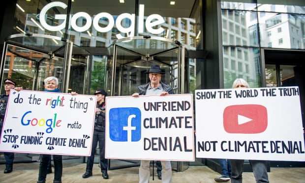 Extinction Rebellion environmental activists protest outside Google UK HQ on 16 October 2019 in London.