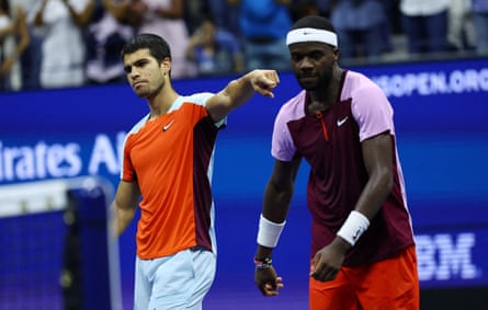 Carlos Alcaraz with Frances Tiafoe after the match.