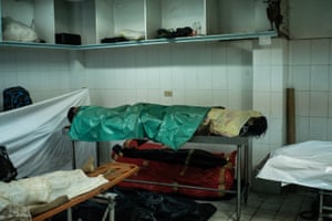 The bodies of ‘salvaged’ victims at a funeral parlour in Quezon City, Manila. The parlour has witnessed a tripling of these cases since President Duterte took office in June 2016.