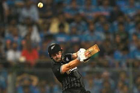 Kane Williamson thumps a shot on his way to his half century.