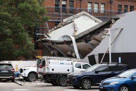 The collapsed building in Ultimo on Monday